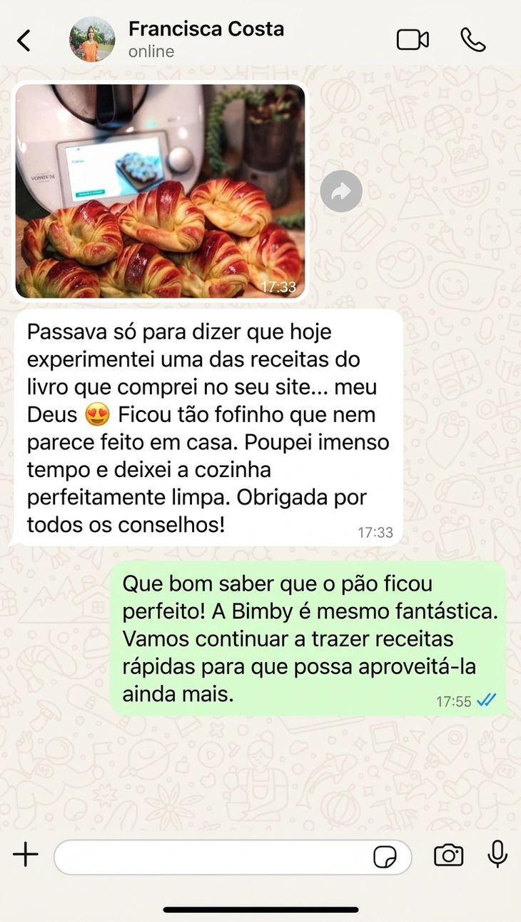 Testemunho de cliente que comprou as 297 receitas keto para a Bimby